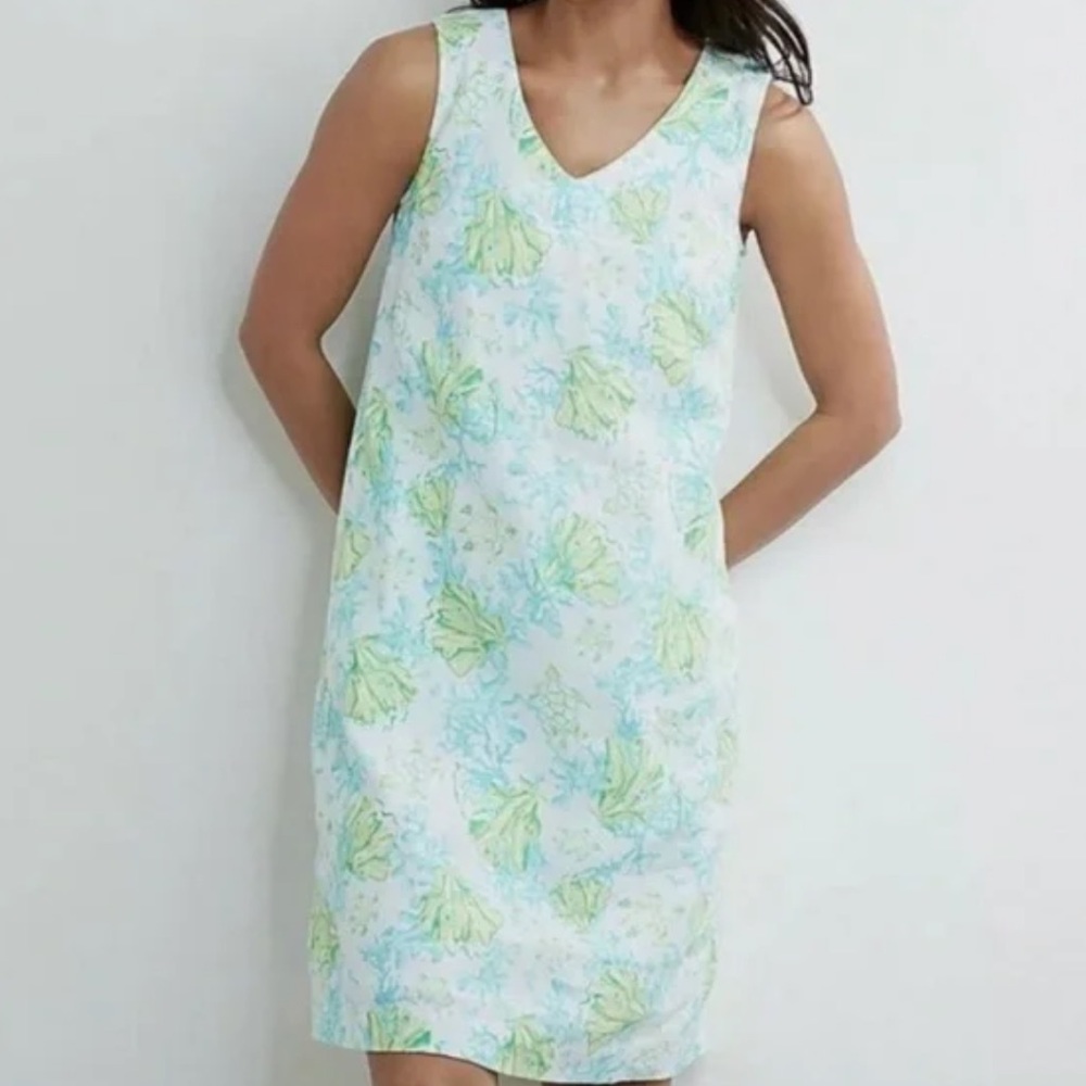 J. JILL Love Linen Ocean Turtle Reed Linen Dress Size XL BEACHY Coastal